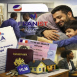 Illustration des étapes après l'obtention de l'asile en France : titre de séjour, logement HLM, travail et réunification familiale.
