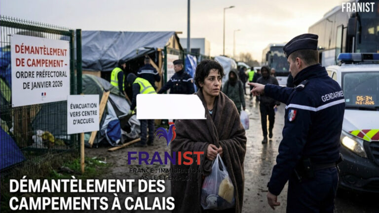Une femme migrante enveloppée dans une couverture lors d'une opération de démantèlement d'un campement à Calais par la gendarmerie française
