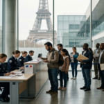 Actualités immigration France 2026 à Paris avec des voyageurs et des services administratifs français