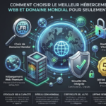 Infographie expliquant comment choisir le meilleur hébergement web et domaine mondial pour 5 euros.