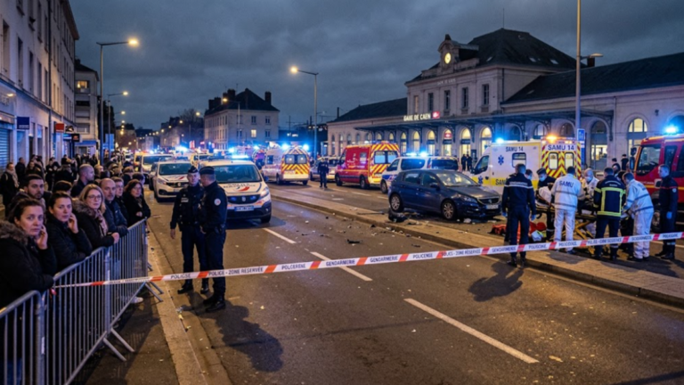 Intervention des secours après une attaque à la voiture près de la gare de Caen