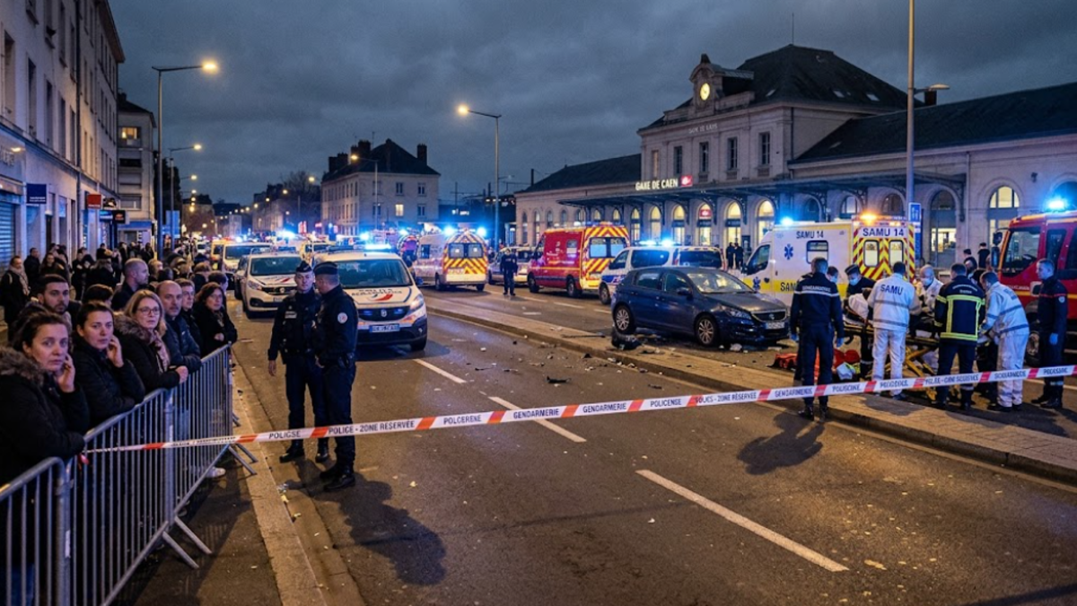 Intervention des secours après une attaque à la voiture près de la gare de Caen