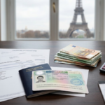Justificatifs financiers pour un visa France avec passeport et documents bancaires