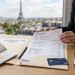 Relevé bancaire pour visa France avec passeport et documents financiers