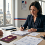 Attestation d'accueil en France avec passeport et documents administratifs