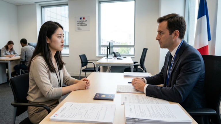 Entretien pour un visa France avec un agent consulaire