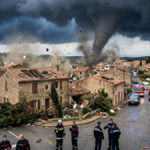 Tornade à Pomas dans l'Aude avec des endommagées maisons