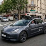 Tesla lors des essais de conduite autonome en France