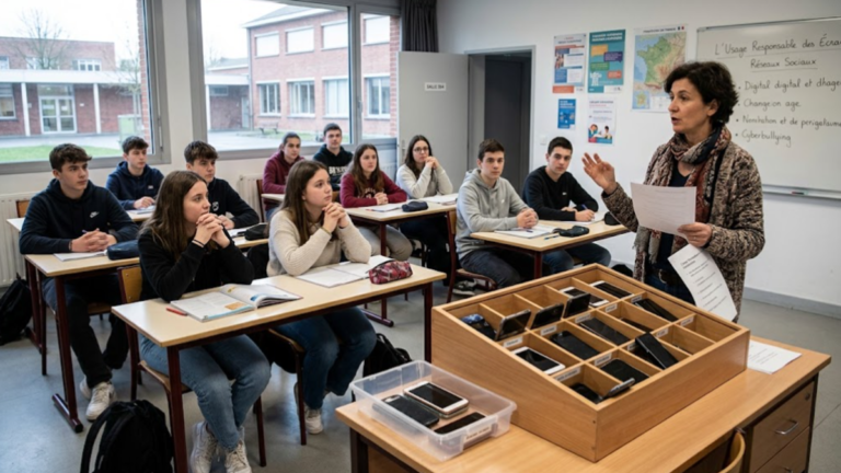 Emmanuel Macron et les smartphones au lycée en France