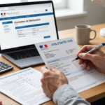 Documents fiscaux et calculatrice pour corriger une déclaration d’impôts en 2026