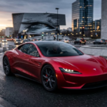 Tesla Roadster électrique rouge, la supercar annoncée par Elon Musk