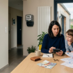 Une famille française consulte ses factures d’énergie et son budget domestique pour préserver son pouvoir d’achat.